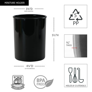 Mini Plastic Utensil Holder, Black
