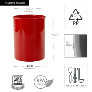 Mini Plastic Utensil Holder, Red