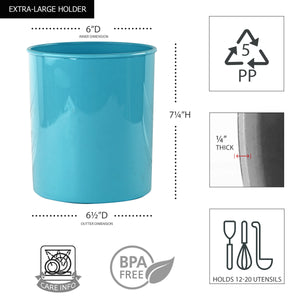 X-Large Plastic Utensil Holder, Turquoise