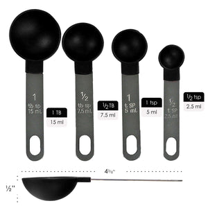 4pc Measuring Spoon Set, Black