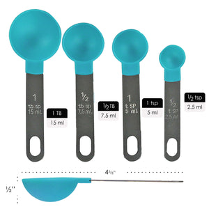 4pc Measuring Spoon Set, Turquoise