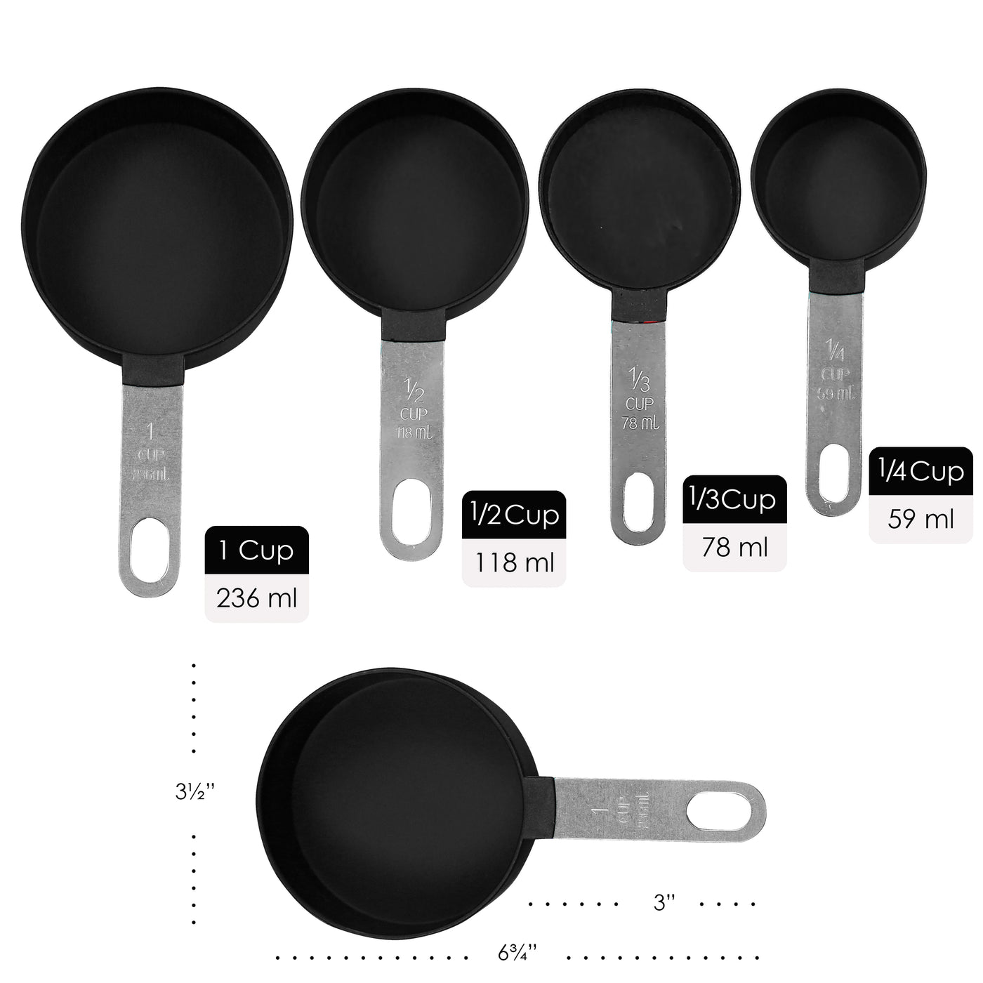 8 Pc Farmhouse Measuring Spoon & Measuring Cup set - Black