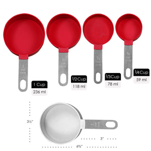 8pc Measuring Spoon & Cup Set, Red