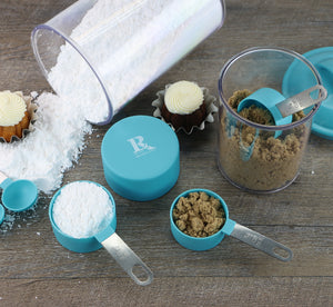 8pc Measuring Spoon & Cup Set, Turquoise