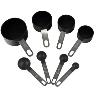 8pc Measuring Spoon & Cup Set, Black