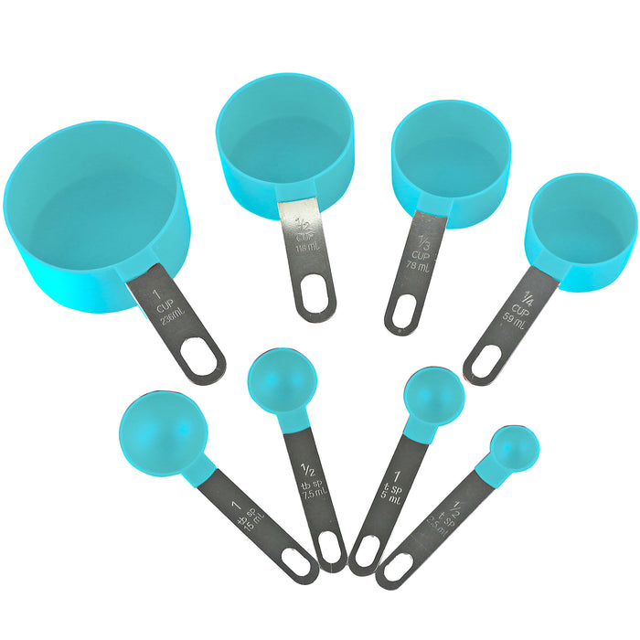 8pc Measuring Spoon & Cup Set, Turquoise