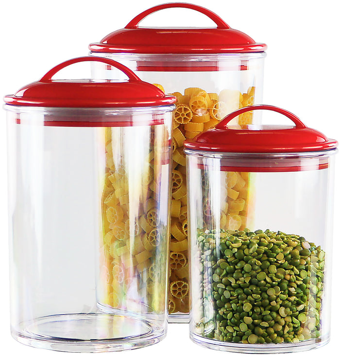 6pc Acrylic Canister Set, Red