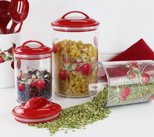 6pc Acrylic Canister Set, Harvest Apples