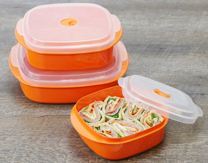 6pc Microwave Cookware & Storage Set, Orange