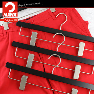 Metropolis Series, Pant & Skirt Hanger with Adjustable Clips, Trend 40D, Black, Silver Hook