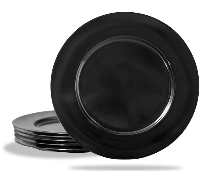 6pc Melamine Salad Plate Set, Black