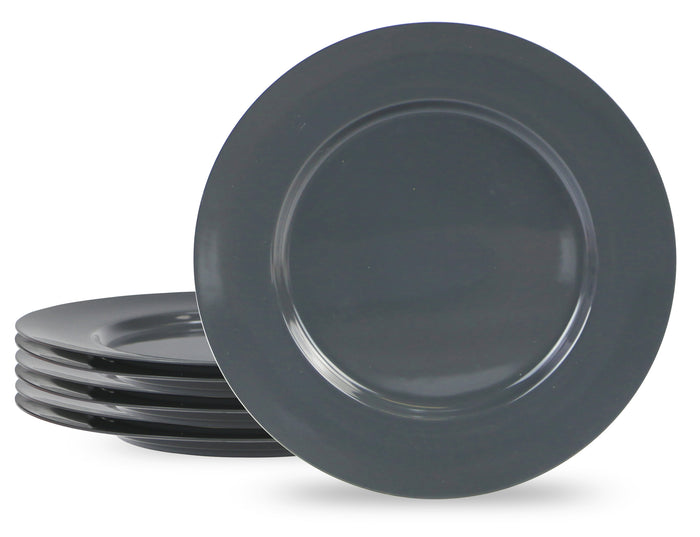 6pc Melamine Dinner Plate Set, Charcoal