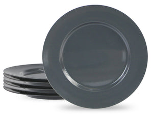 6pc Melamine Salad Plate Set, Charcoal