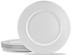 6pc Melamine Dinner Plate Set, White