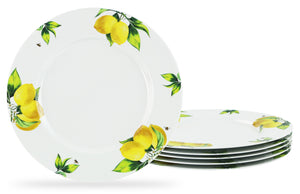 6pc Melamine Dinner Plate Set, Fresh Lemons