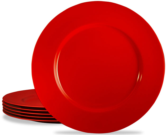 6pc Melamine Salad Plate Set, Red