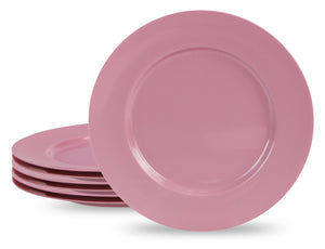 6pc Melamine Dinner Plate Set, Pink