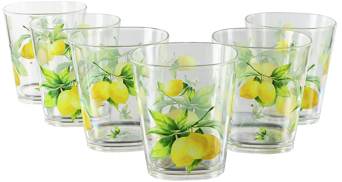 Fresh Lemons, Acrylic Drinkware, 14 oz, Rock Glass, Set of 6 – Reston Lloyd