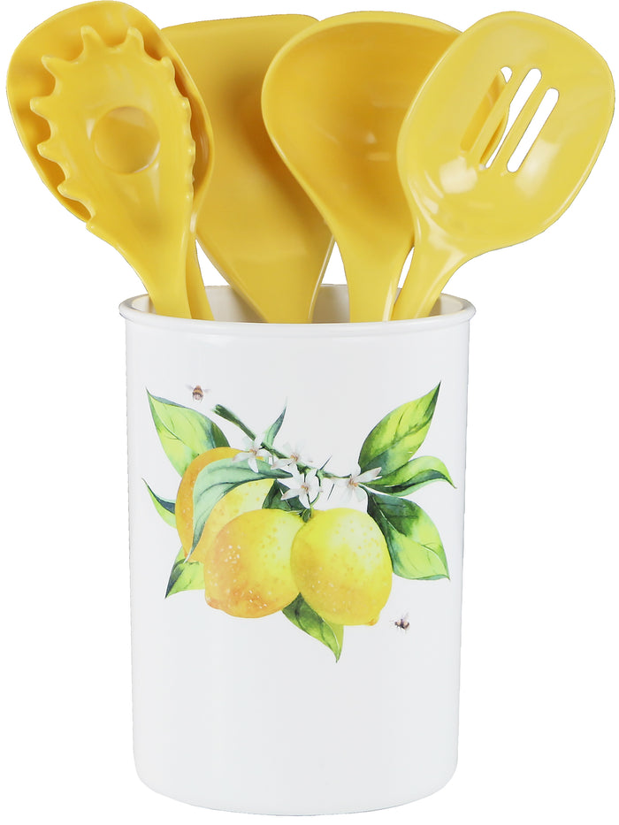 6pc Utensil Holder Set, Fresh Lemons