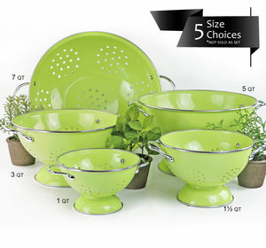 Powder Coated Colanders, Various Sizes, Lime
