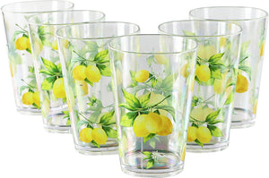 Fresh Lemons, Acrylic Drinkware, 8oz Juice Glass, Set of 6