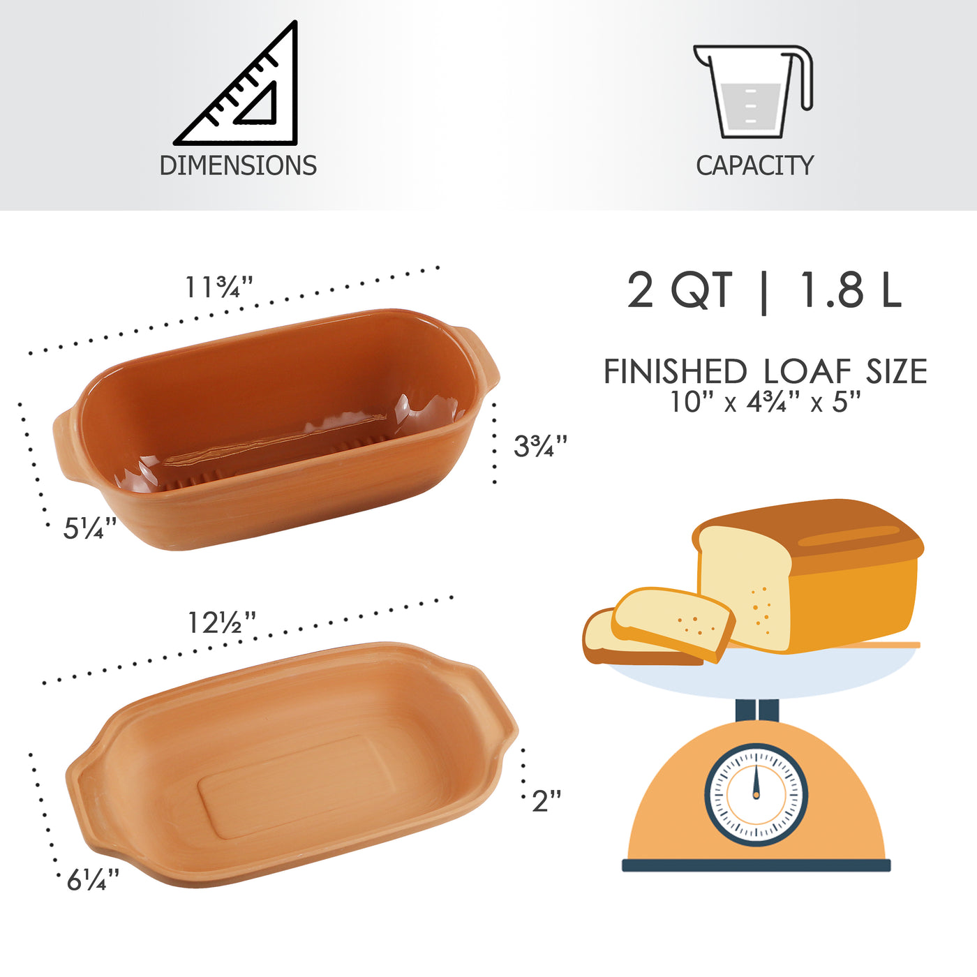 Eurita Clay Loaf Pan with Lid, 2 Quarts – Reston Lloyd