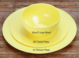 6pc Melamine Salad Plate Set, Lemon