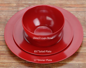 6pc Melamine Dinner Plate Set, Red