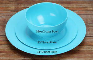 6pc Melamine Dinner Plate Set, Turquoise