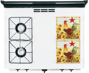Square Tin Burner Cover, Morning Rooster