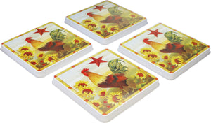Square Tin Burner Cover, Morning Rooster